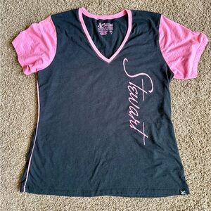 Women's Size XL Chase Authentics Stewart Black and Pink V-Neck Tee